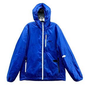 Stio Jacket L Blue Puffer Primaloft Hood Zipped Pockets Windbreaker Outdoor Mens